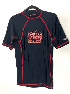Vintage RARE Lost Enterprises Rashguard Shirt Flames XL